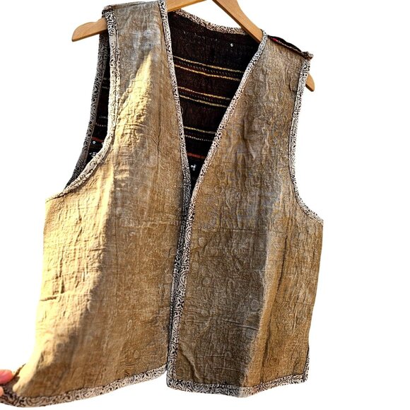 Antique Central Asian Embroidered Mirror Man’s Vest Collector Textile Afghan - Picture 8 of 15